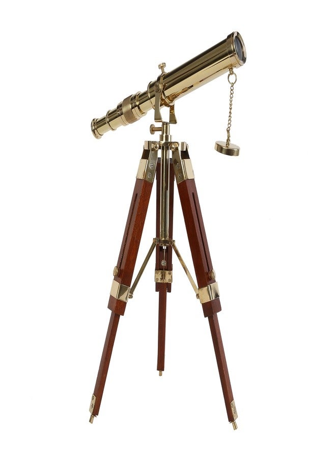 OCEAN REPLICAS Vintage Brass Telescope on Tripod Stand use Lens Antique Desktop Brass Telescope Royal Antique Golden Finish Spyglass Nautical Beautiful On Wooden Tripod Stand - Image 3